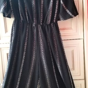 Off-Shoulder Wide Leg/Arm Striped Jumpsuit